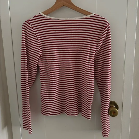 levi’s | maroon and pink striped long sleeve tee - Picture 4 of 8